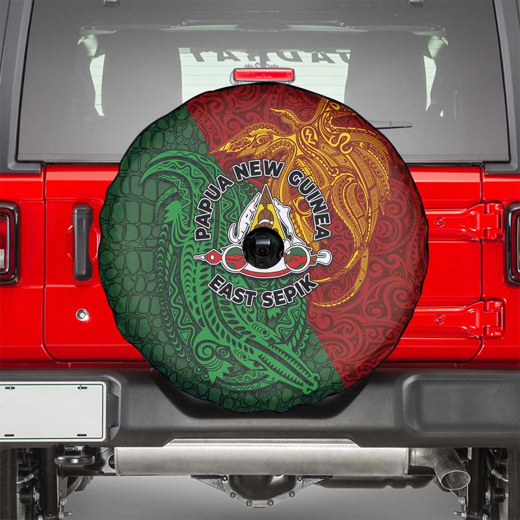 Papua New Guinea East Sepik Province Spare Tire Cover Tribal Crocodile Birds of Paradise Melanesian Tattoo LT03 - Polynesian Pride