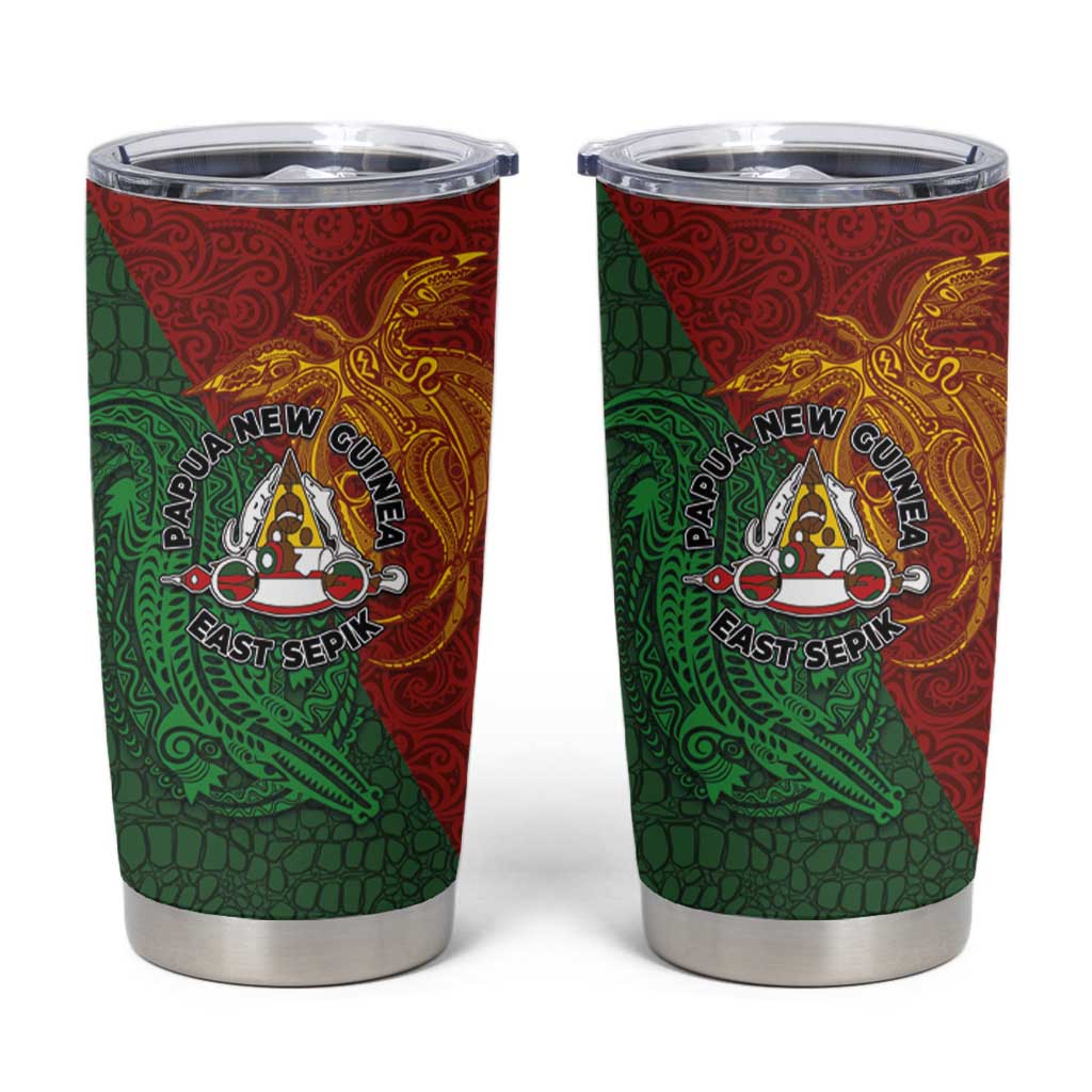 Papua New Guinea East Sepik Province Tumbler Cup Tribal Crocodile Birds of Paradise Melanesian Tattoo LT03 Green - Polynesian Pride