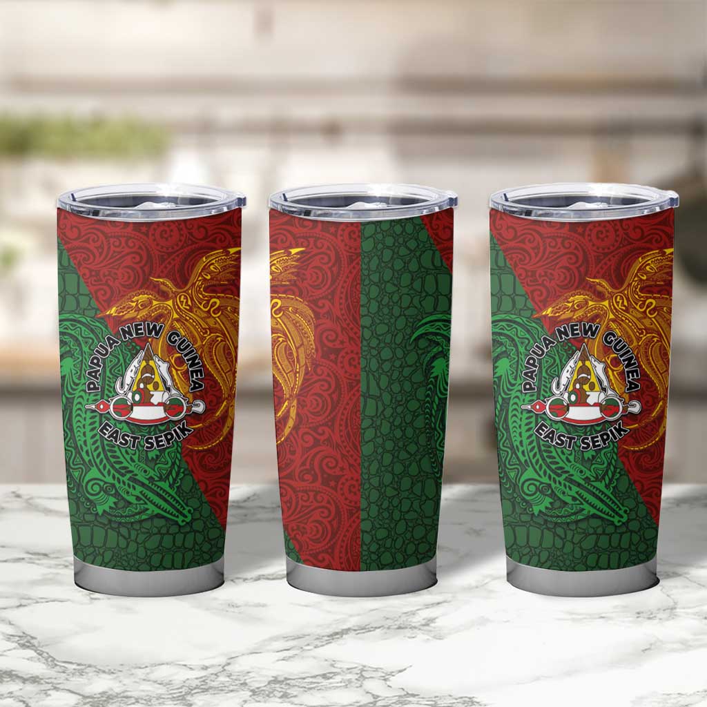 Papua New Guinea East Sepik Province Tumbler Cup Tribal Crocodile Birds of Paradise Melanesian Tattoo LT03 - Polynesian Pride