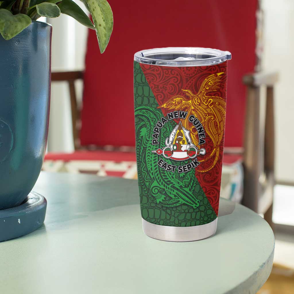 Papua New Guinea East Sepik Province Tumbler Cup Tribal Crocodile Birds of Paradise Melanesian Tattoo LT03 - Polynesian Pride