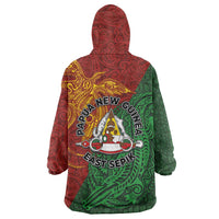 Papua New Guinea East Sepik Province Wearable Blanket Hoodie Tribal Crocodile Birds of Paradise Melanesian Tattoo LT03 - Polynesian Pride