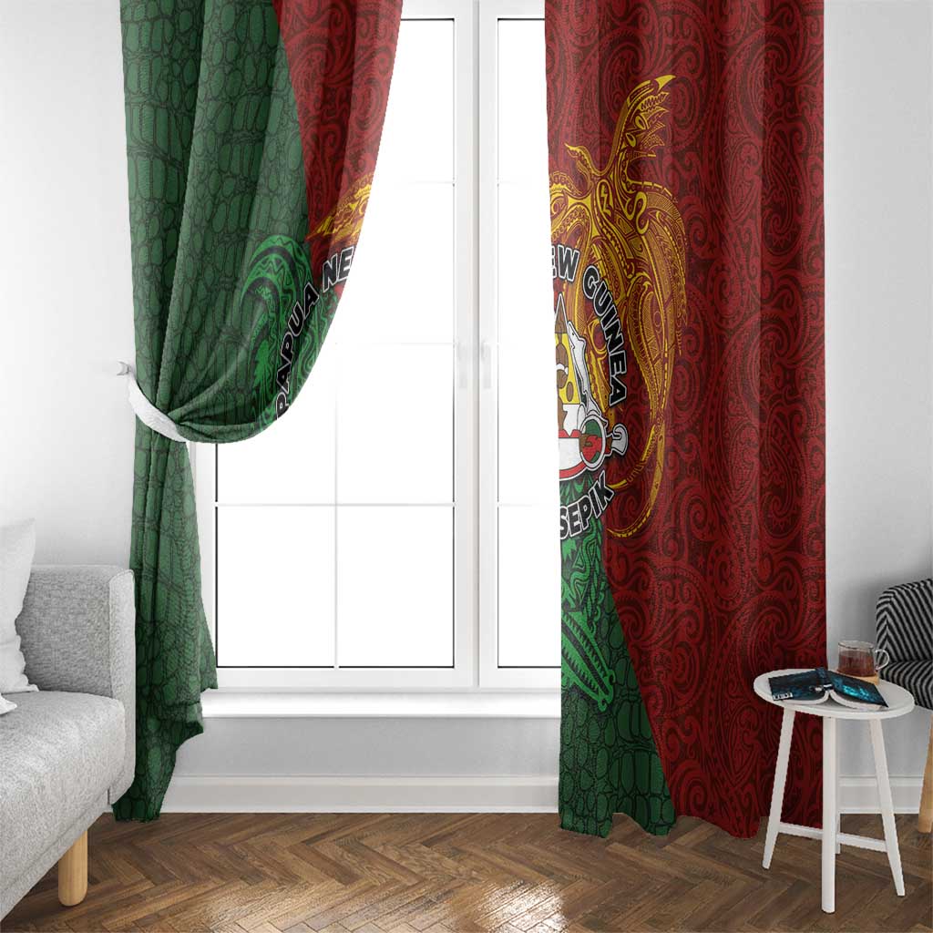 Papua New Guinea East Sepik Province Window Curtain Tribal Crocodile Birds of Paradise Melanesian Tattoo LT03 - Polynesian Pride