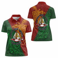 Papua New Guinea East Sepik Province Women Polo Shirt Tribal Crocodile Birds of Paradise Melanesian Tattoo LT03 - Polynesian Pride