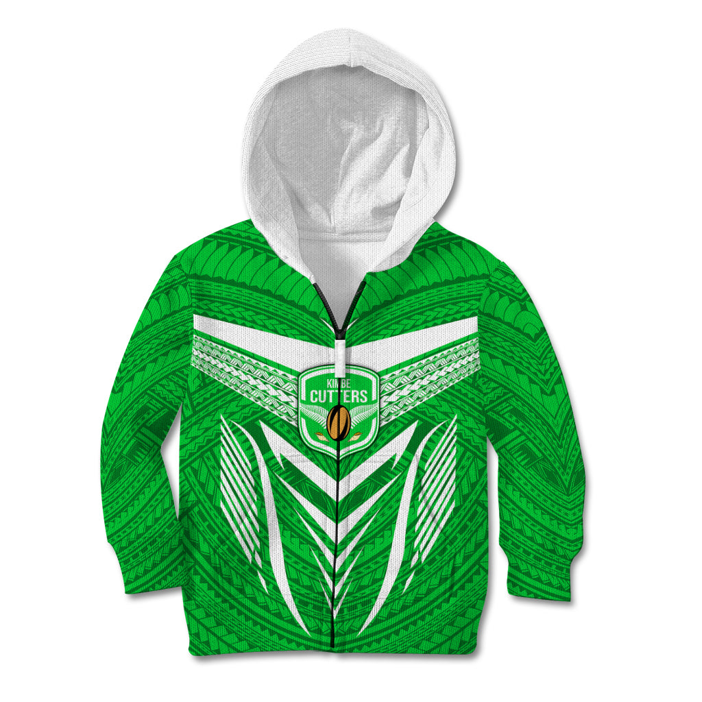 Kimbe Cutters Rugby Kid Hoodie Papua New Guinea Polynesian Tattoo Green Version LT03 - Polynesian Pride