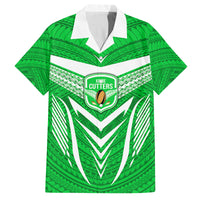 Custom Kimbe Cutters Rugby Family Matching Puletasi Dress and Hawaiian Shirt Papua New Guinea Polynesian Tattoo Green Version LT03 Dad's Shirt - Short Sleeve Green - Polynesian Pride