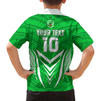 Custom Kimbe Cutters Rugby Family Matching Short Sleeve Bodycon Dress and Hawaiian Shirt Papua New Guinea Polynesian Tattoo Green Version LT03 - Polynesian Pride