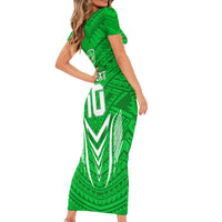 Custom Kimbe Cutters Rugby Short Sleeve Bodycon Dress Papua New Guinea Polynesian Tattoo Green Version LT03 - Polynesian Pride