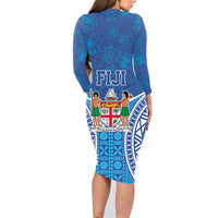 Fiji Day Family Matching Long Sleeve Bodycon Dress and Hawaiian Shirt Fijian Masi Tribal Hibiscus Tattoo and Tapa Pattern LT03 - Polynesian Pride