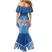 Fiji Day Family Matching Mermaid Dress and Hawaiian Shirt Fijian Masi Tribal Hibiscus Tattoo and Tapa Pattern LT03 - Polynesian Pride