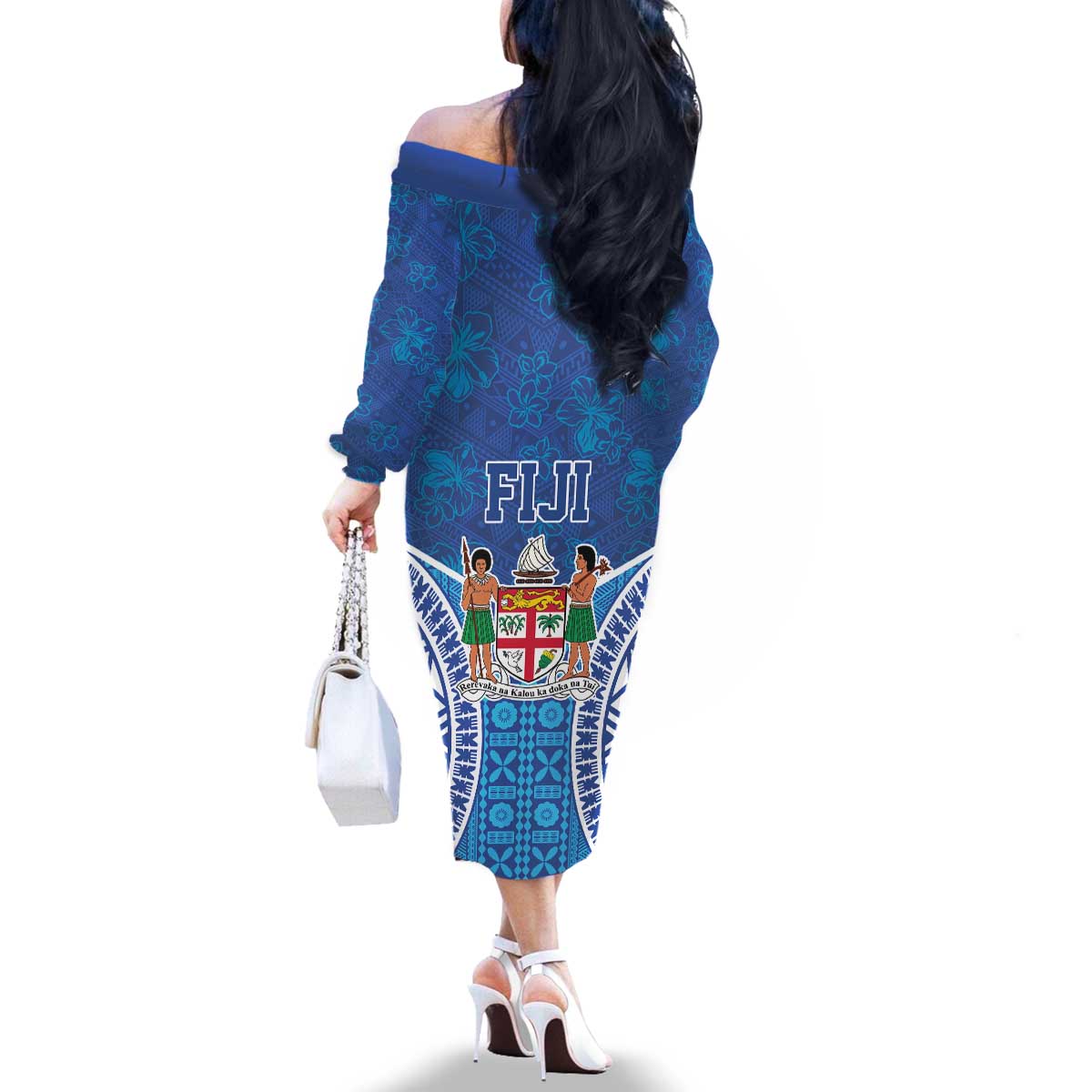 Fiji Day Family Matching Off The Shoulder Long Sleeve Dress and Hawaiian Shirt Fijian Masi Tribal Hibiscus Tattoo and Tapa Pattern LT03 - Polynesian Pride