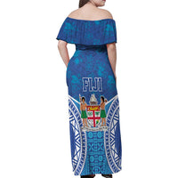 Fiji Day Family Matching Off Shoulder Maxi Dress and Hawaiian Shirt Fijian Masi Tribal Hibiscus Tattoo and Tapa Pattern LT03 - Polynesian Pride