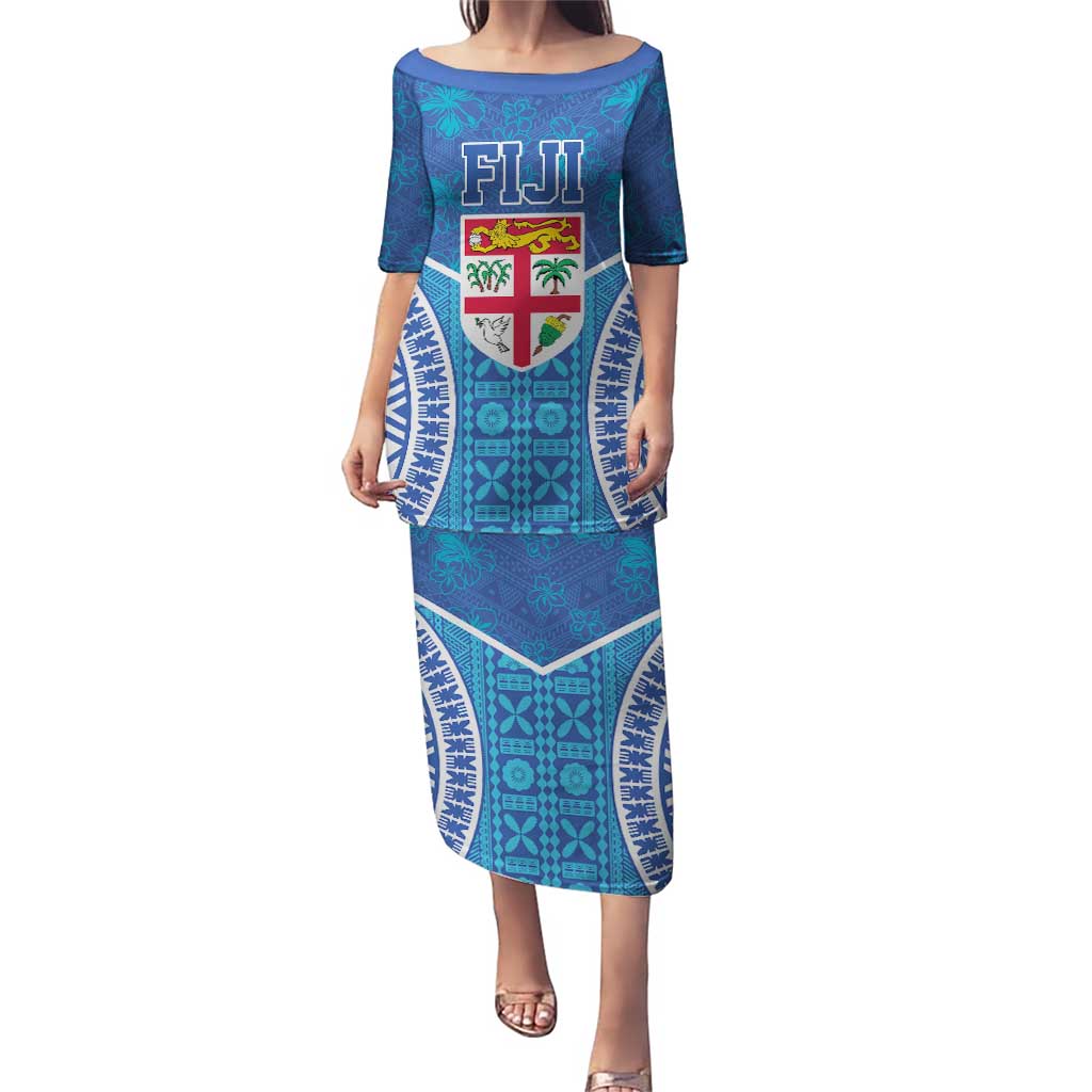 Fiji Day Puletasi Fijian Masi Tribal Hibiscus Tattoo and Tapa Pattern
