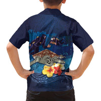 Polynesian Scuba Diving Family Matching Long Sleeve Bodycon Dress and Hawaiian Shirt Honu with Hibiscus and Plumeria Flower and Tapa Tribal Pattern LT03 - Polynesian Pride