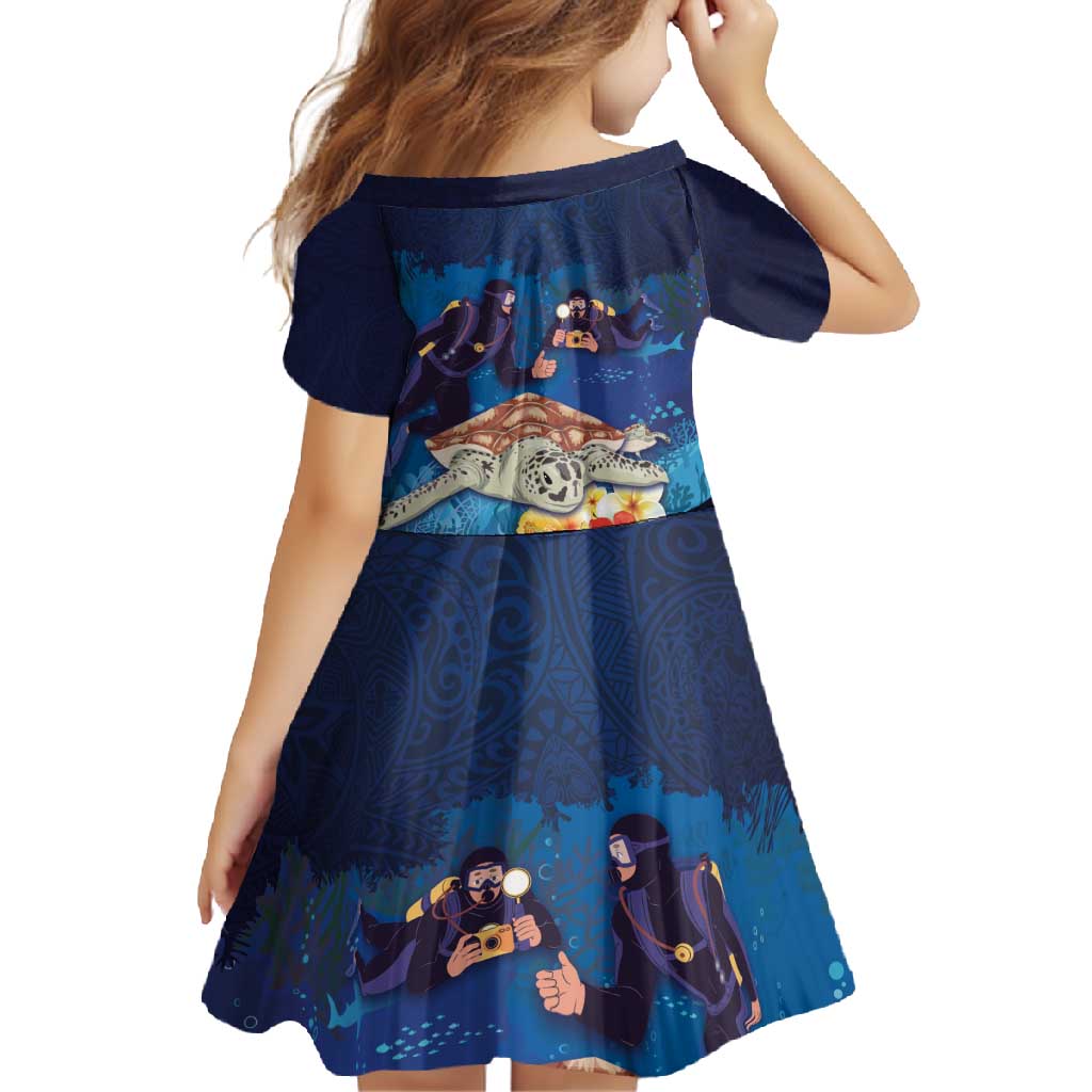 Polynesian Scuba Diving Family Matching Long Sleeve Bodycon Dress and Hawaiian Shirt Honu with Hibiscus and Plumeria Flower and Tapa Tribal Pattern LT03 - Polynesian Pride