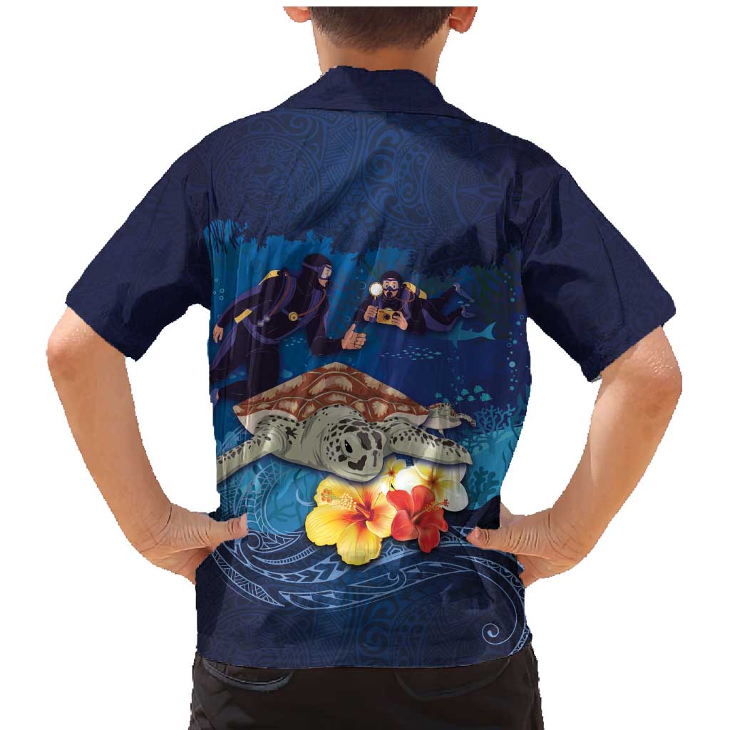 Polynesian Scuba Diving Family Matching Mermaid Dress and Hawaiian Shirt Honu with Hibiscus and Plumeria Flower and Tapa Tribal Pattern LT03 - Polynesian Pride