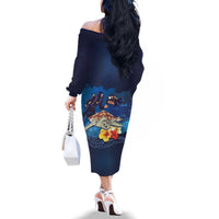 Polynesian Scuba Diving Family Matching Off The Shoulder Long Sleeve Dress and Hawaiian Shirt Honu with Hibiscus and Plumeria Flower and Tapa Tribal Pattern LT03 - Polynesian Pride