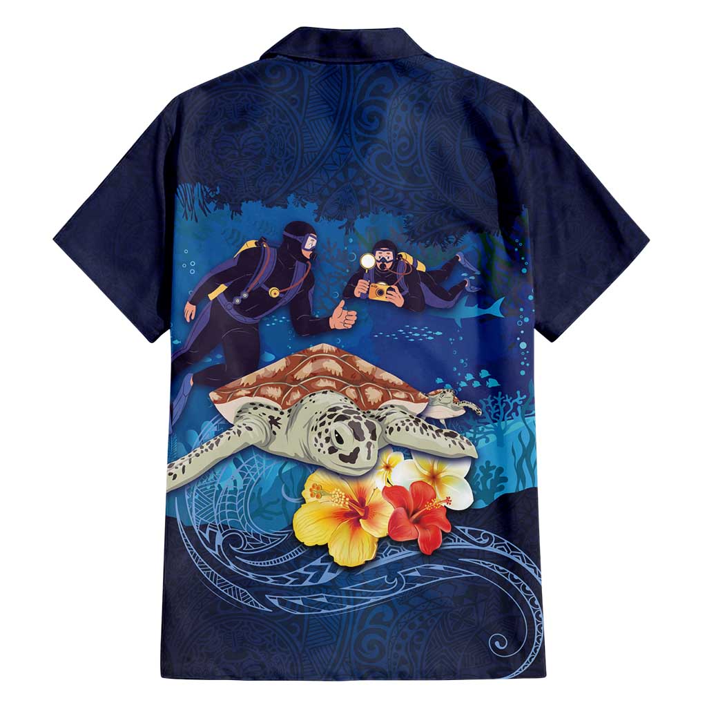 Polynesian Scuba Diving Family Matching Off Shoulder Maxi Dress and Hawaiian Shirt Honu with Hibiscus and Plumeria Flower and Tapa Tribal Pattern LT03 - Polynesian Pride