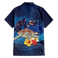 Polynesian Scuba Diving Family Matching Puletasi and Hawaiian Shirt Honu with Hibiscus and Plumeria Flower and Tapa Tribal Pattern LT03 - Polynesian Pride