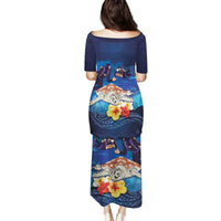 Polynesian Scuba Diving Family Matching Puletasi and Hawaiian Shirt Honu with Hibiscus and Plumeria Flower and Tapa Tribal Pattern LT03 - Polynesian Pride