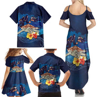 Polynesian Scuba Diving Family Matching Summer Maxi Dress and Hawaiian Shirt Honu with Hibiscus and Plumeria Flower and Tapa Tribal Pattern LT03 - Polynesian Pride