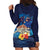 Polynesian Scuba Diving Hoodie Dress Honu with Hibiscus and Plumeria Flower and Tapa Tribal Pattern