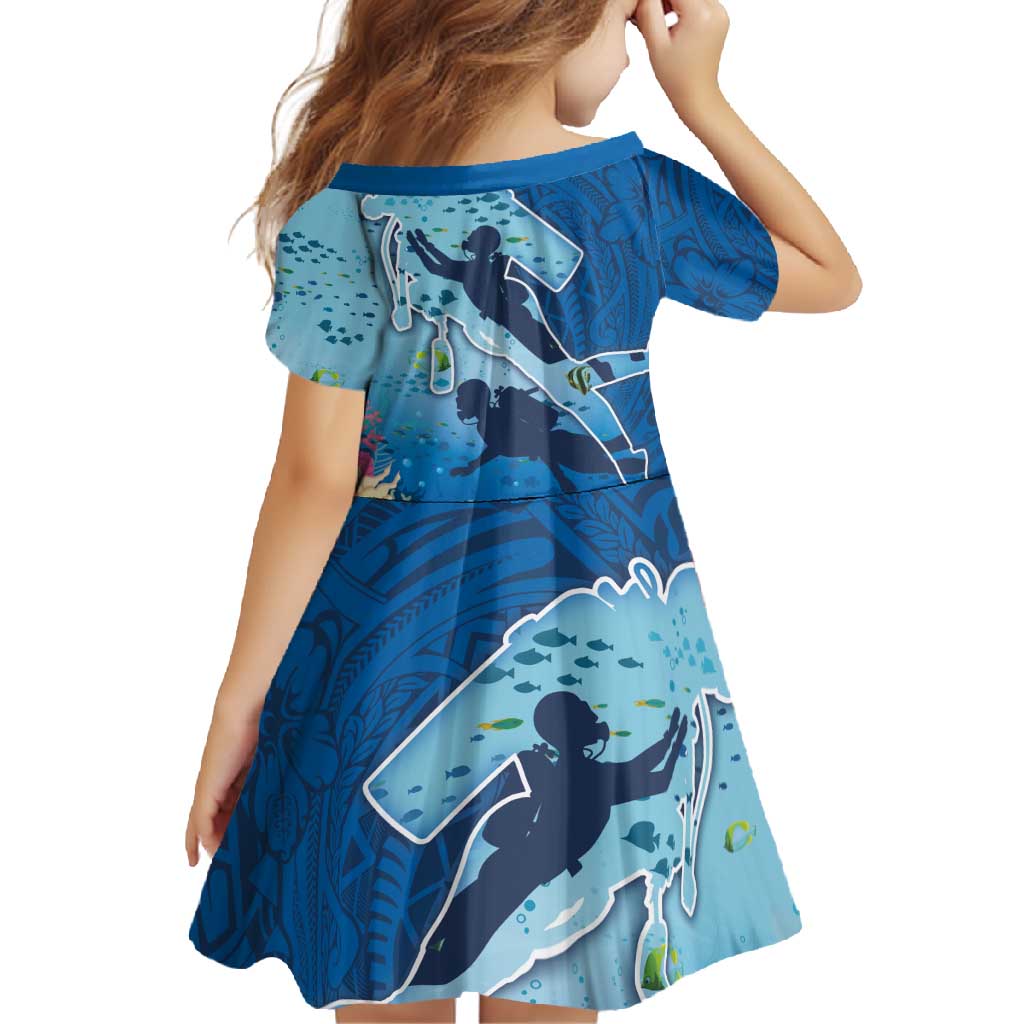 Polynesian Scuba Diving Family Matching Long Sleeve Bodycon Dress and Hawaiian Shirt Beauty Corals with Underwater and Polynesian Pattern LT03 - Polynesian Pride