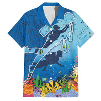 Polynesian Scuba Diving Family Matching Long Sleeve Bodycon Dress and Hawaiian Shirt Beauty Corals with Underwater and Polynesian Pattern LT03 Dad's Shirt - Short Sleeve Blue - Polynesian Pride