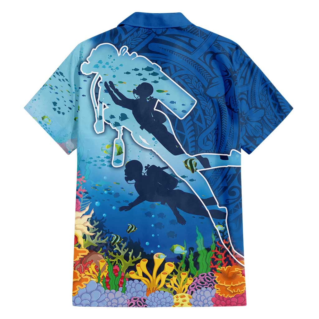 Polynesian Scuba Diving Family Matching Long Sleeve Bodycon Dress and Hawaiian Shirt Beauty Corals with Underwater and Polynesian Pattern LT03 - Polynesian Pride