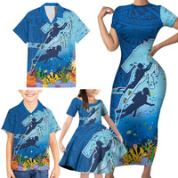 Polynesian Scuba Diving Family Matching Short Sleeve Bodycon Dress and Hawaiian Shirt Beauty Corals with Underwater and Polynesian Pattern LT03 - Polynesian Pride