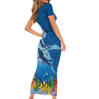 Polynesian Scuba Diving Family Matching Short Sleeve Bodycon Dress and Hawaiian Shirt Beauty Corals with Underwater and Polynesian Pattern LT03 - Polynesian Pride