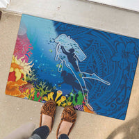 Polynesian Scuba Diving Rubber Doormat Beauty Corals with Underwater and Polynesian Pattern