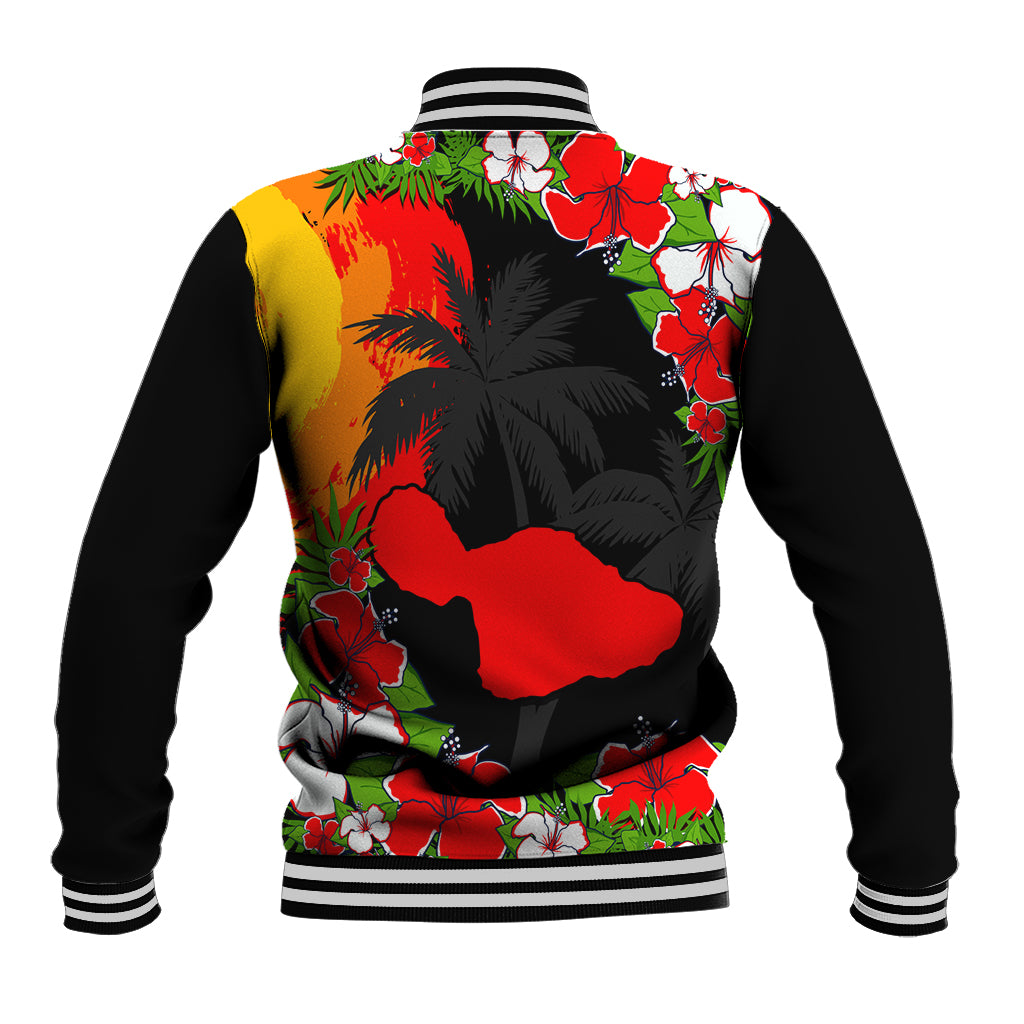 Hawaii Maui Island Baseball Jacket Maui Map With Tropical Forest Sunset Vibe LT03 - Polynesian Pride