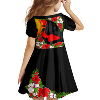 Hawaii Maui Island Family Matching Off Shoulder Short Dress and Hawaiian Shirt Maui Map With Tropical Forest Sunset Vibe LT03 - Polynesian Pride