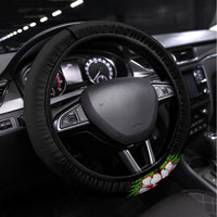 Hawaii Maui Island Steering Wheel Cover Maui Map With Tropical Forest Sunset Vibe LT03 Universal Fit Black - Polynesian Pride