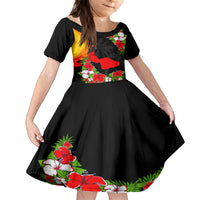 Custom Hawaii Maui Island Family Matching Summer Maxi Dress and Hawaiian Shirt Maui Map With Tropical Forest Sunset Vibe LT03 Daughter's Dress Black - Polynesian Pride