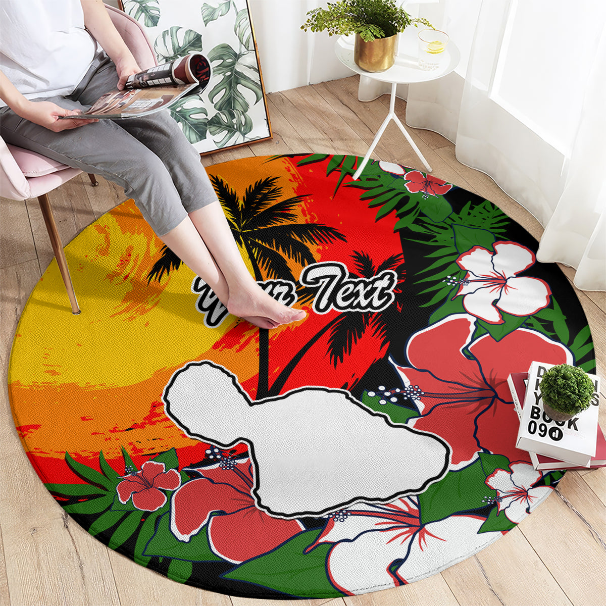 Custom Hawaii Maui Island Round Carpet Maui Map With Tropical Forest Vintage Style LT03 - Polynesian Pride