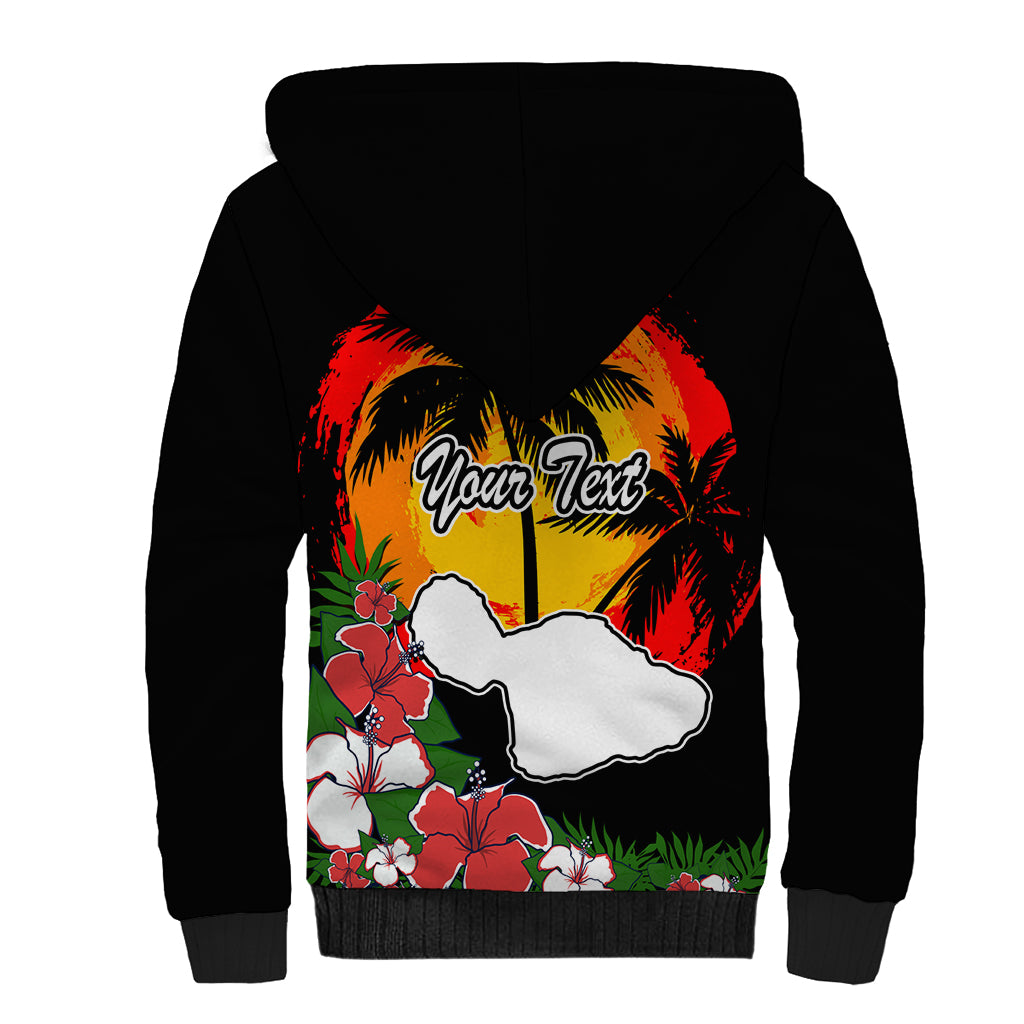 Custom Hawaii Maui Island Sherpa Hoodie Maui Map With Tropical Forest Vintage Style LT03 - Polynesian Pride