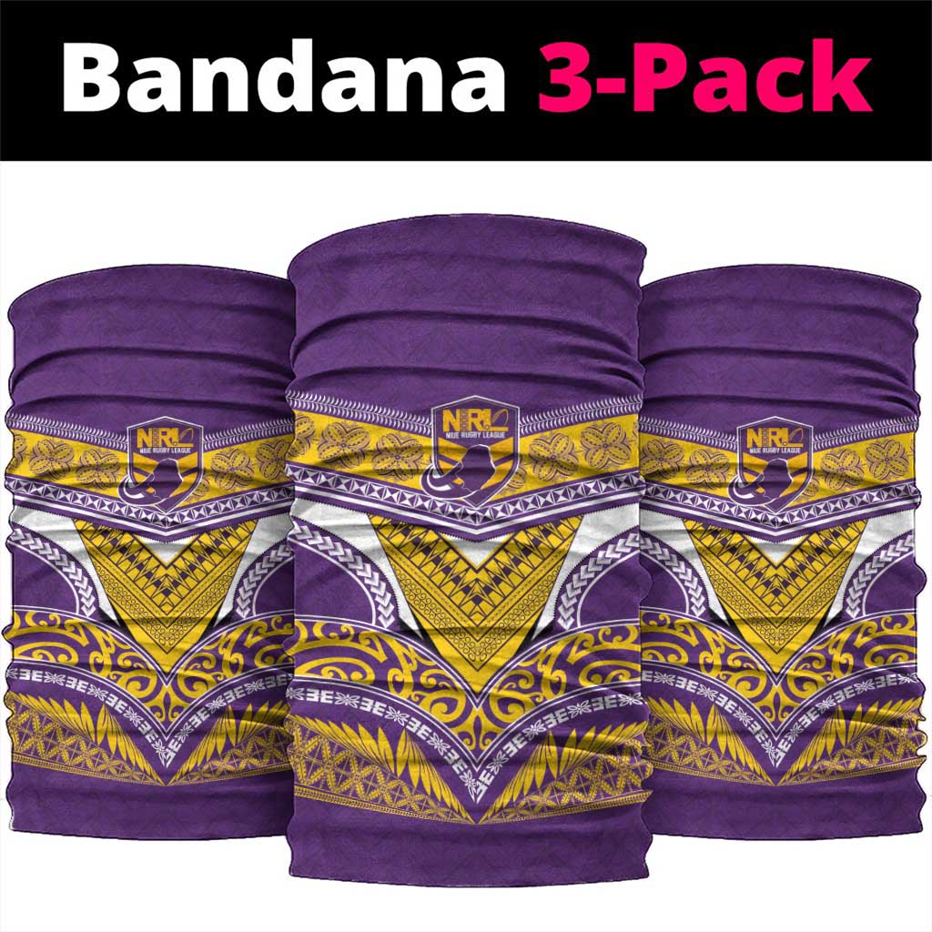 Rugby Niue Neck Gaiter Hiapo Tribal Heritage Tattoos Purple Color - Polynesian Pride