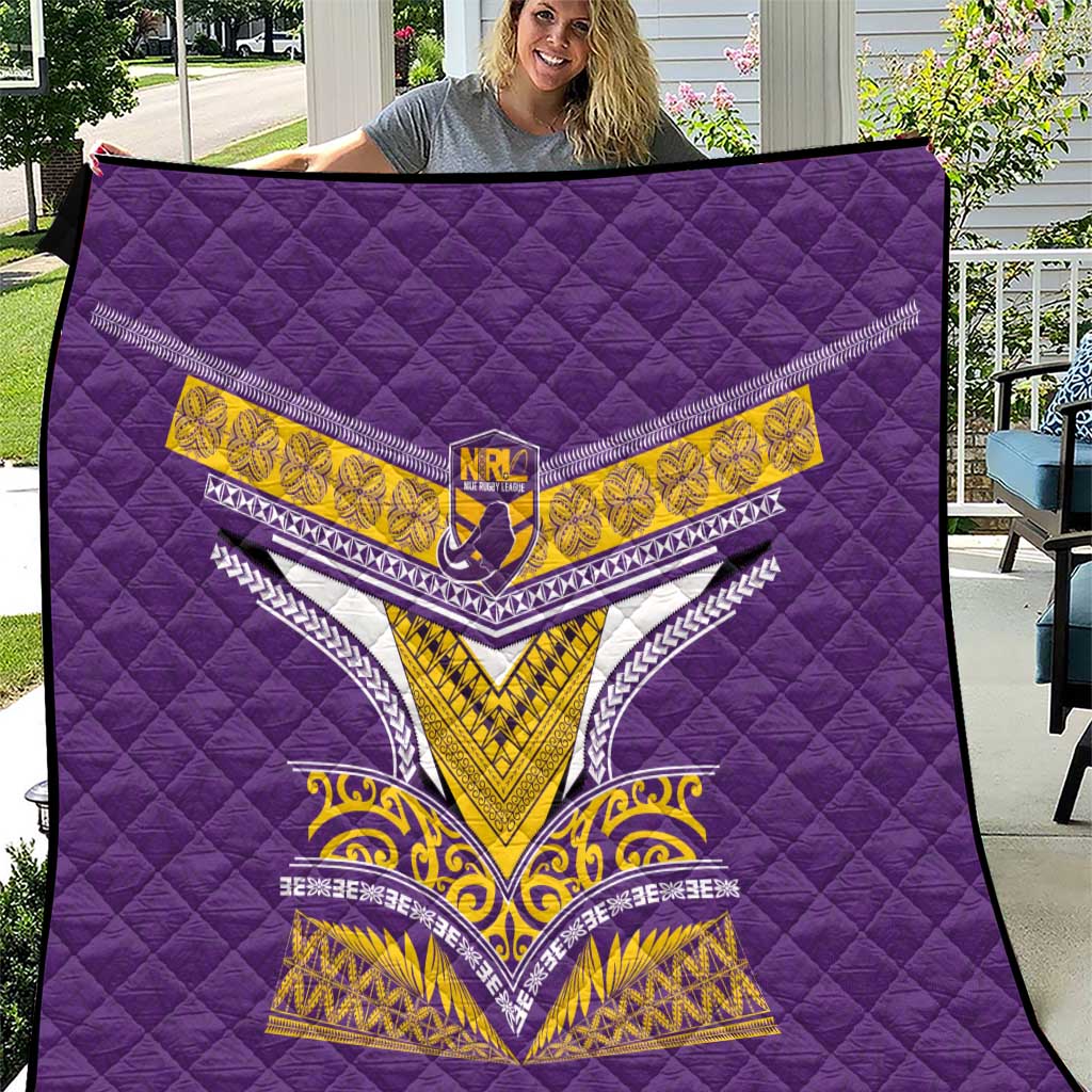 Rugby Niue Quilt Hiapo Tribal Heritage Tattoos Purple Color - Polynesian Pride