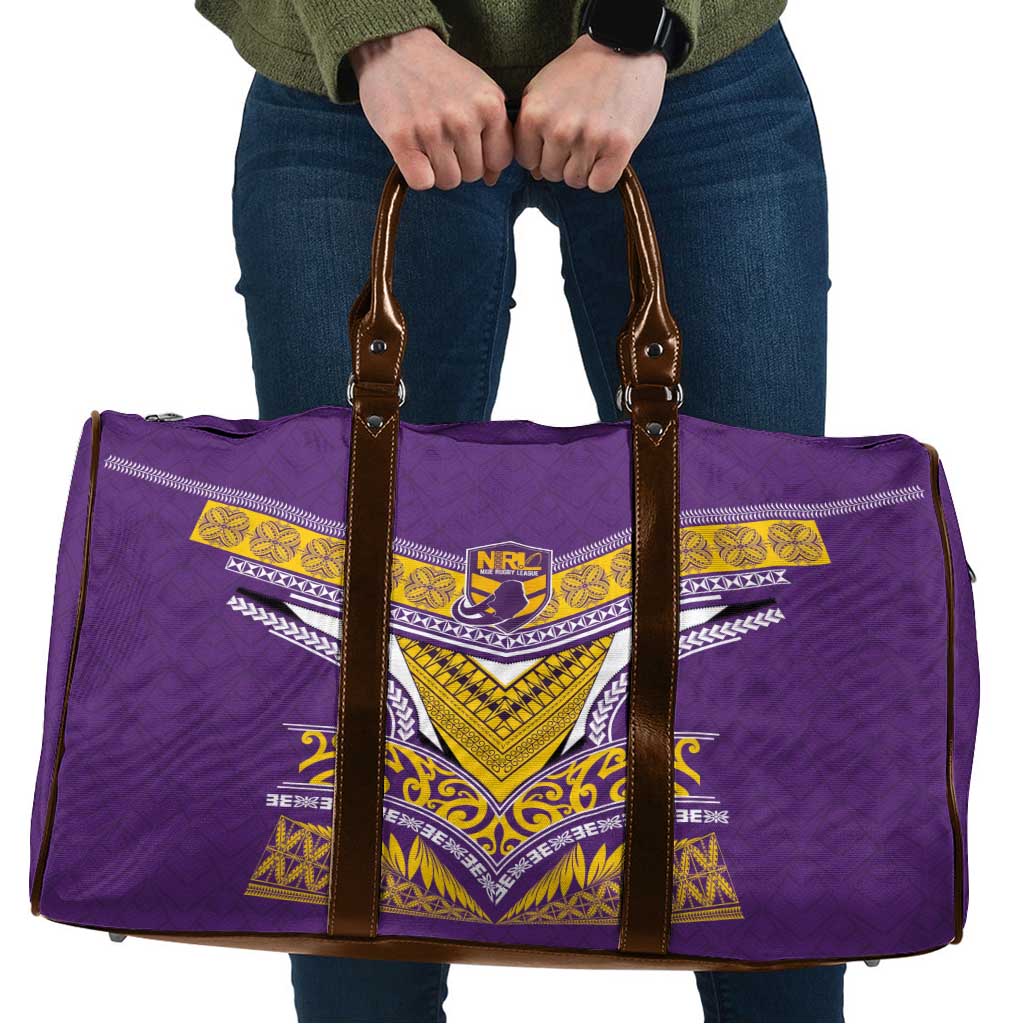 Rugby Niue Travel Bag Hiapo Tribal Heritage Tattoos Purple Color - Polynesian Pride