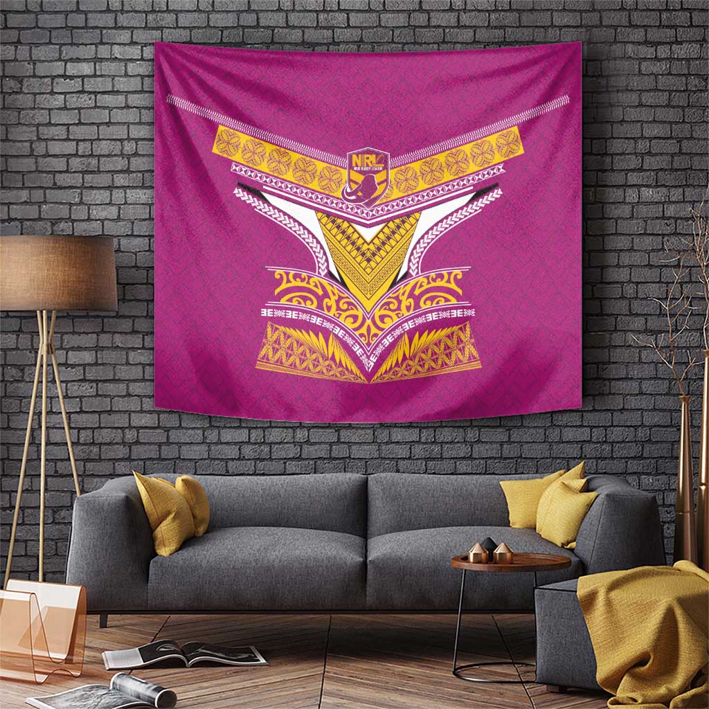 Rugby Niue Tapestry Hiapo Tribal Heritage Tattoos Pink Color - Polynesian Pride