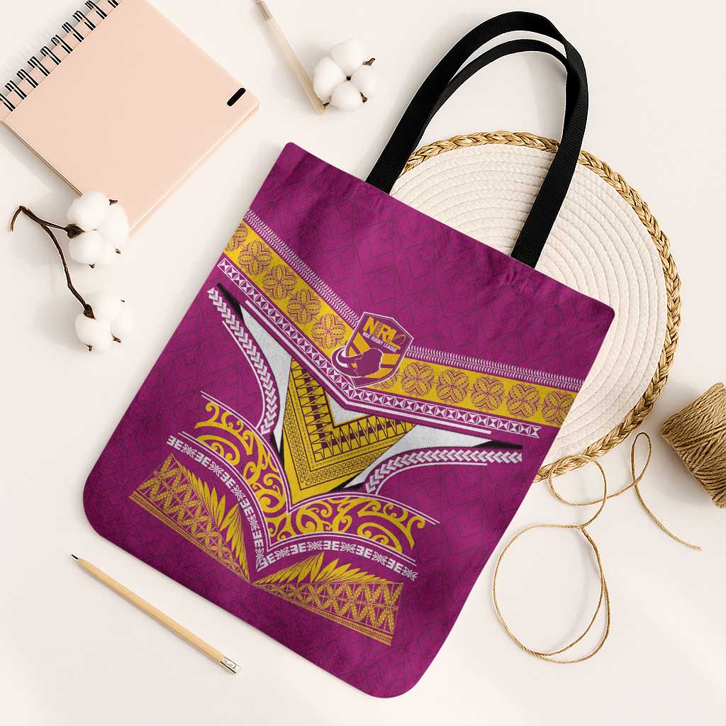 Rugby Niue Tote Bag Hiapo Tribal Heritage Tattoos Pink Color - Polynesian Pride