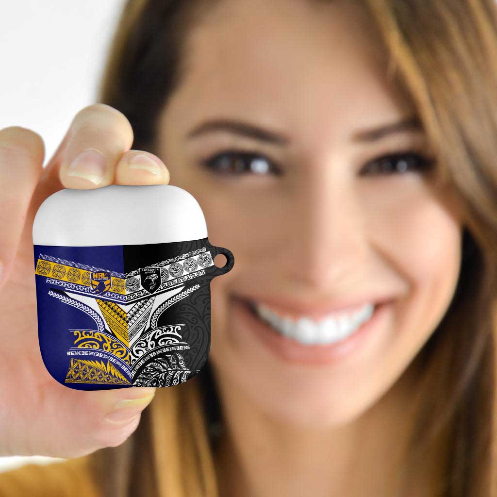 Rugby Niue and Aotearoa AirPods Case Hiapo with Maori Moko Tribal Heritage Tattoos - Polynesian Pride
