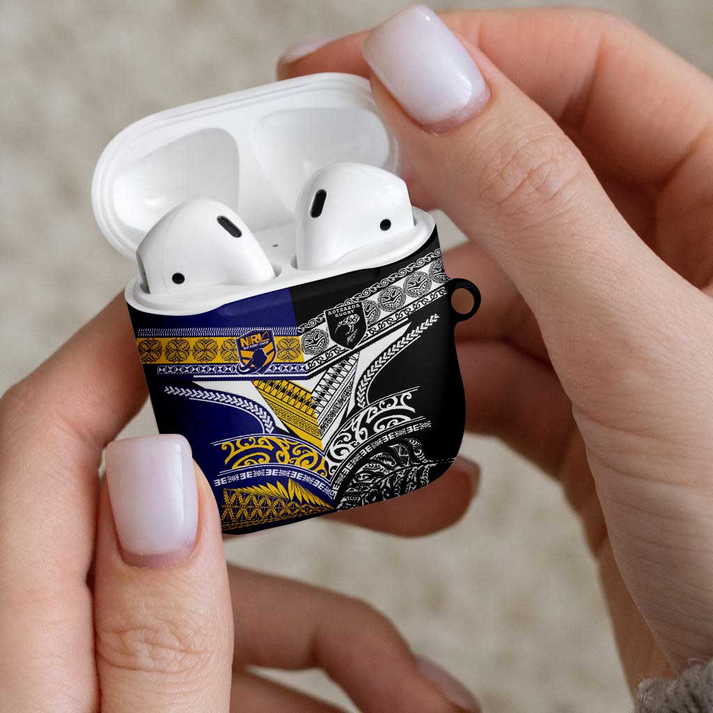 Rugby Niue and Aotearoa AirPods Case Hiapo with Maori Moko Tribal Heritage Tattoos - Polynesian Pride
