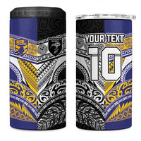 Custom Rugby Niue and Aotearoa 4 in 1 Can Cooler Tumbler Hiapo with Maori Moko Tribal Heritage Tattoos LT03 One Size: 16 oz Black - Polynesian Pride
