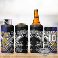 Custom Rugby Niue and Aotearoa 4 in 1 Can Cooler Tumbler Hiapo with Maori Moko Tribal Heritage Tattoos LT03 - Polynesian Pride