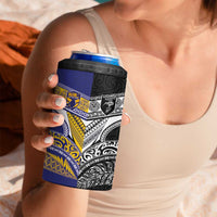 Custom Rugby Niue and Aotearoa 4 in 1 Can Cooler Tumbler Hiapo with Maori Moko Tribal Heritage Tattoos LT03 - Polynesian Pride