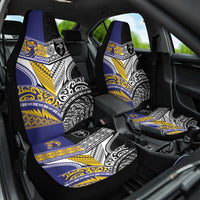 Rugby Niue and Aotearoa Car Seat Cover Hiapo with Maori Moko Tribal Heritage Tattoos LT03 One Size Black - Polynesian Pride
