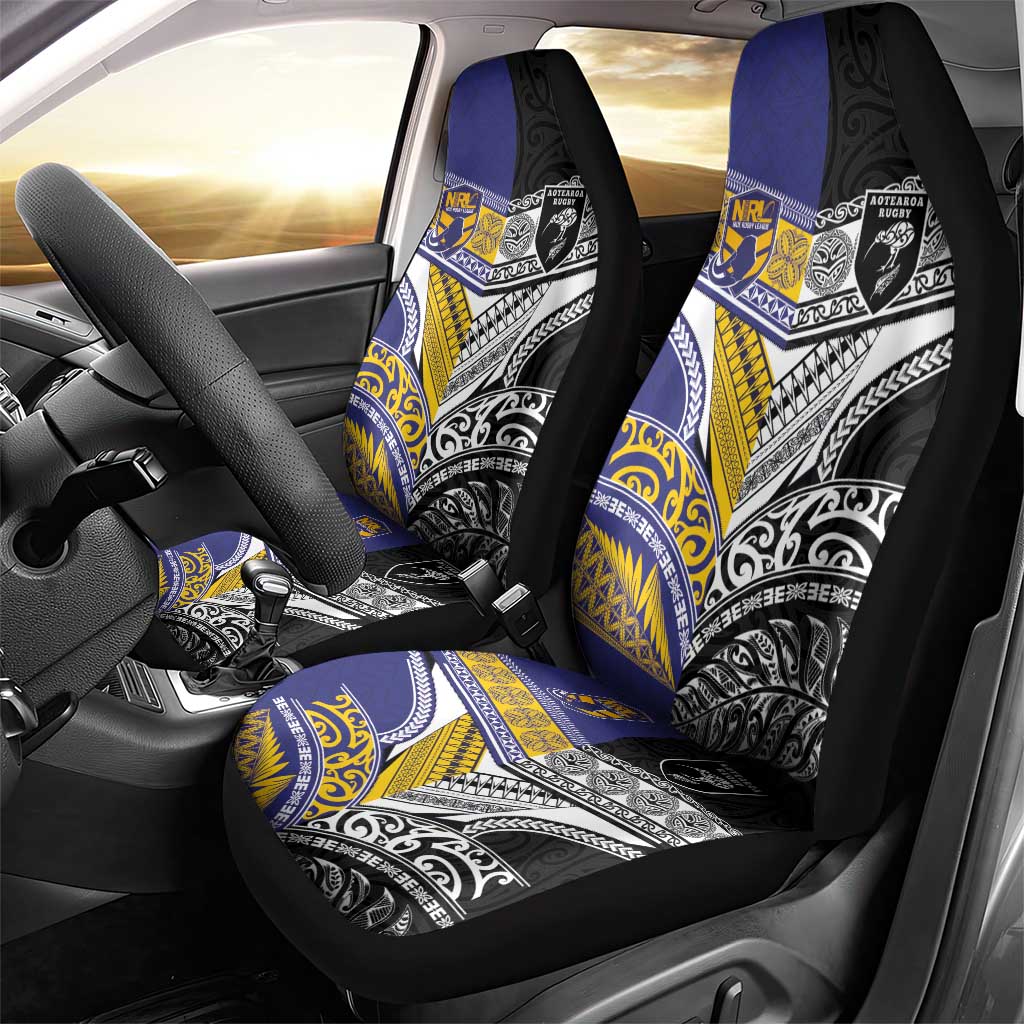 Rugby Niue and Aotearoa Car Seat Cover Hiapo with Maori Moko Tribal Heritage Tattoos LT03 - Polynesian Pride