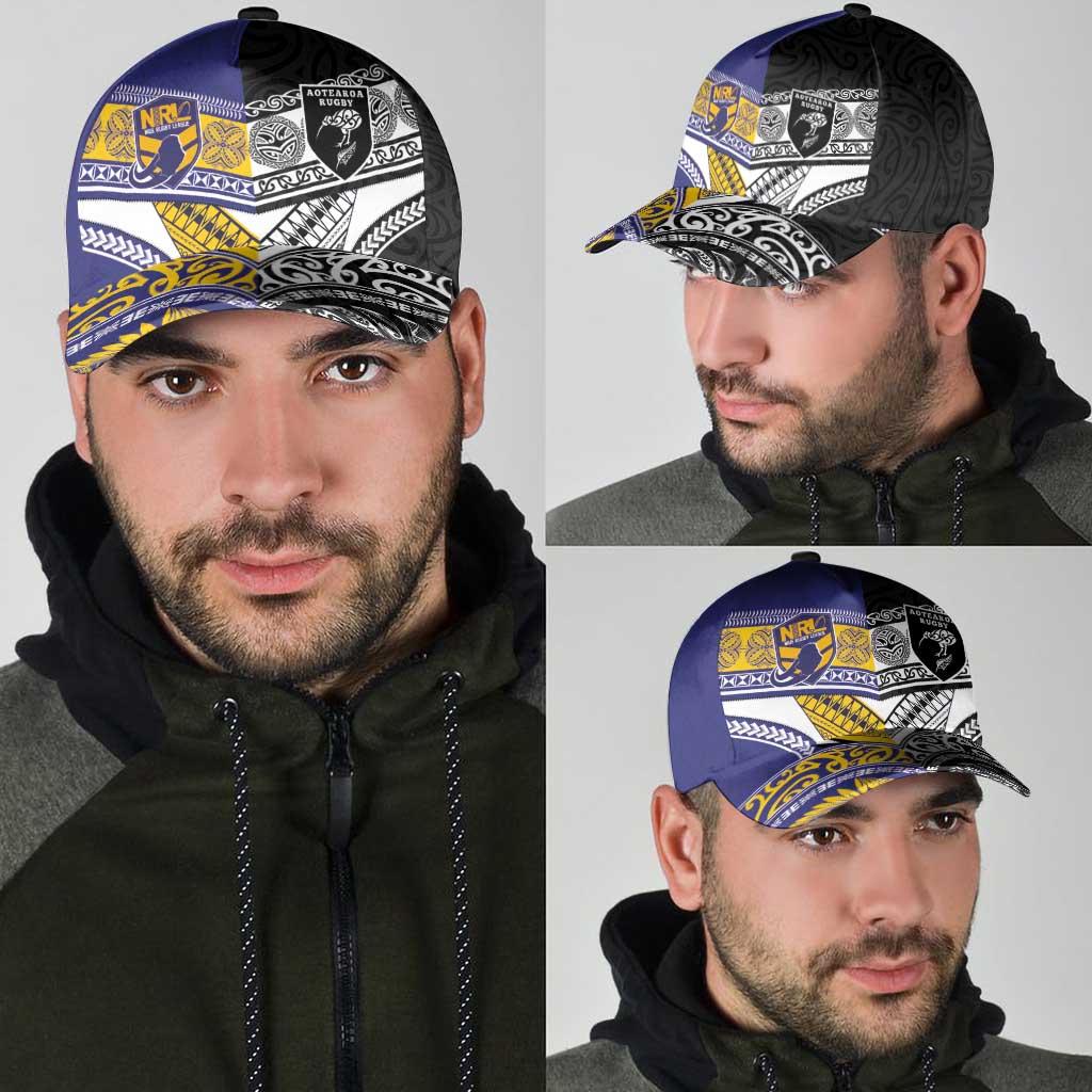 Niue and Aotearoa Rugby Classic Cap Hiapo with Maori Moko Tribal Heritage Tattoos - Polynesian Pride
